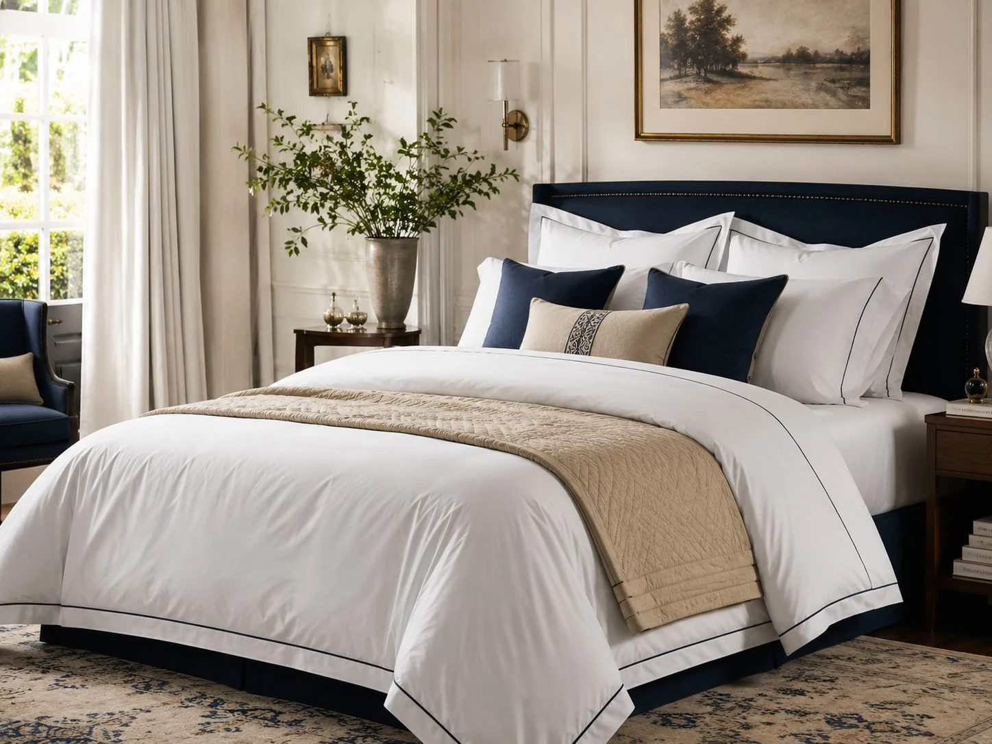 Premium finished bedroom with coordinated home and hospitality textiles