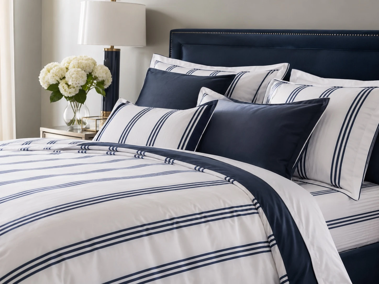 Premium striped bedding with duvet cover and pillowcases