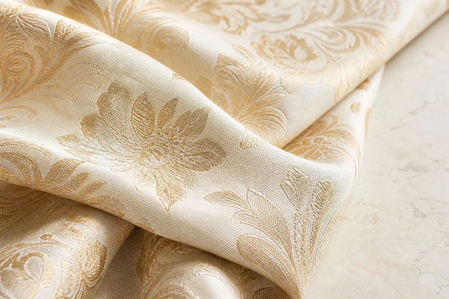 Premium cream and gold jacquard fabric