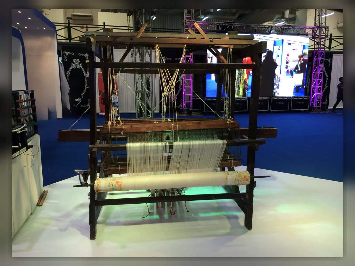 Original traditional wooden loom photograph representing textile heritage